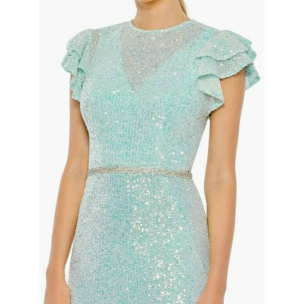 Mac Duggal 26942 Size 4 Sequin Rhinestone Blue Maxi Formal Dress NWT - Picture 2 of 8